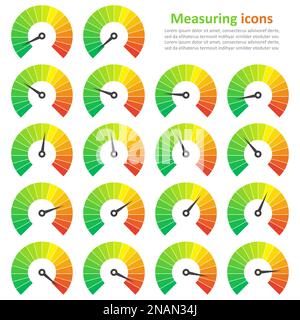 Satz von Mess Symbole auf einem weißen Hintergrund. Tacho Icons set Stock Vektor