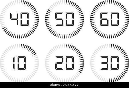Set aus digitaler Zeitschaltuhr, Uhr und Uhr für Design. Vektordarstellung Stock Vektor