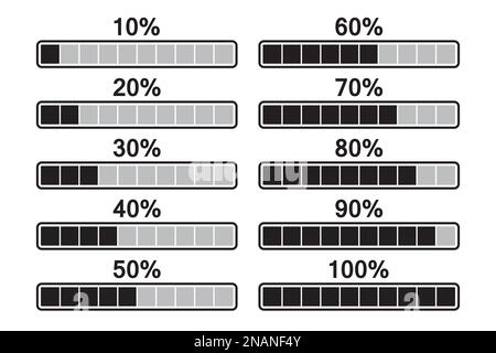 Satz von Symbolen für den Ladefortschritt. Vektordarstellung Stock Vektor