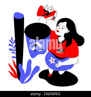 Abfallsortierkorb – farbenfrohes, flaches Design Stock Vektor