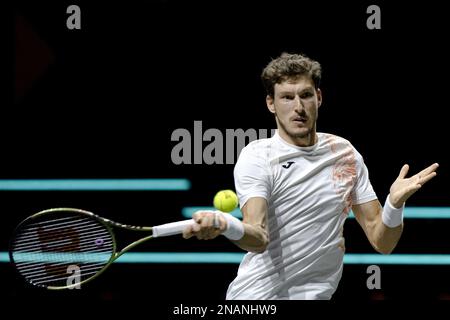 ROTTERDAM - Pablo Carreno Busta (SPA) in Aktion gegen Richard Gasquet (FRA) am ersten Tag des ABN AMRO Open Tennisturniers in Ahoy. AP-SCHLEIFGERÄT KING Stockfoto