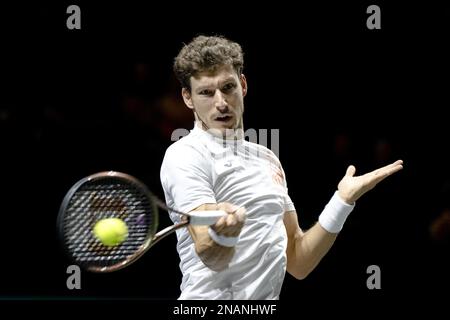 ROTTERDAM - Pablo Carreno Busta (SPA) in Aktion gegen Richard Gasquet (FRA) am ersten Tag des ABN AMRO Open Tennisturniers in Ahoy. AP-SCHLEIFGERÄT KING Stockfoto