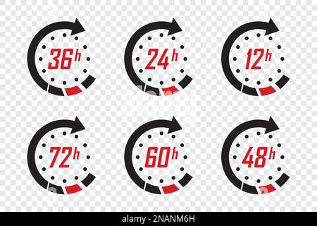 Anzahl der Stunden mit den Pfeiltasten. Zeitsymbole auf transparentem Hintergrund Stock Vektor