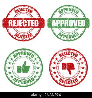 Satz zugelassener und abgelehnter Gummistempel auf weißem Hintergrund Stock Vektor