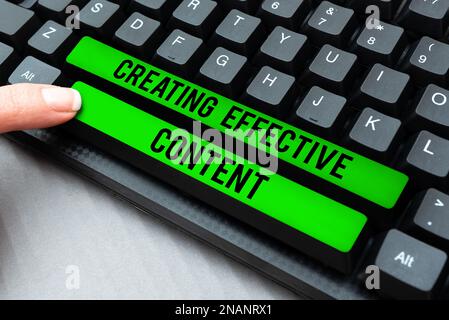 Textüberschrift für die Erstellung von effektivem Inhalt. Geschäftsidee wertvolle Informationen informativ benutzerfreundlich Stockfoto