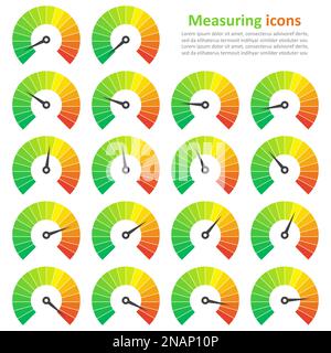 Satz von Mess Symbole auf einem weißen Hintergrund. Tacho Icons set Stock Vektor