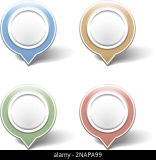 Ordnen Sie Pins auf weißem Hintergrund zu, Vektor EPS10-Abbildung Stock Vektor