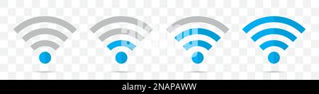 Satz blauer WLAN-Symbole in flachem Design Stock Vektor