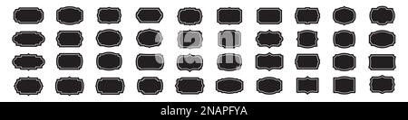 Satz leerer, schwarzer Vintage-Etikettenrahmen Stock Vektor