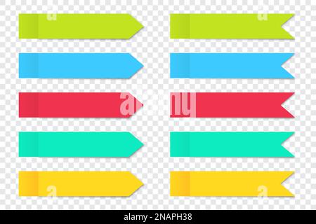 Satz Haftnotiz-Aufkleber mit Pfeil und Schatten Stock Vektor