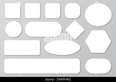 Satz weißer Papierbanner in unterschiedlicher Form mit Schatten Stock Vektor