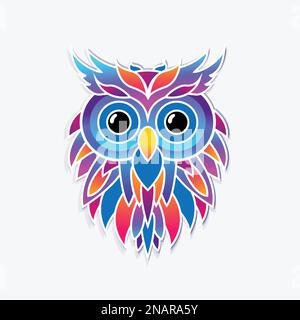 Owl Gradient Aufkleber Stock Vektor