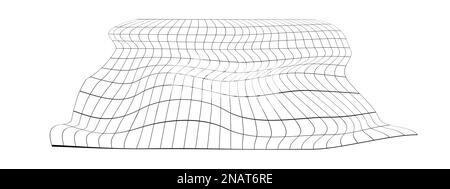 Verzerrtes Raster. Verformte Netzstruktur. Netz mit gekrümmtem Effekt. Verformung des karierten Musters. Gebogene Gitteroberfläche, isoliert auf weißem Hintergrund Stock Vektor