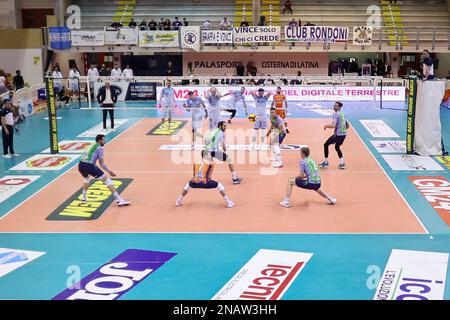 Cisterna, Italien. 11. Februar 2023. Übersicht Palasport Cisterna während Top Volley Cisterna vs Vero Volley Monza, Volleyball Italian Serie A Men SuperLeague Championship in Cisterna, Italien, Februar 11 2023 Kredit: Independent Photo Agency/Alamy Live News Stockfoto