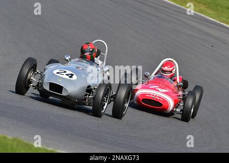 Tom Waterfield, Hillwood FJ, Crispian Besley, Cooper T56, zwanzig Minuten Rennen für die FJHRA/HSCC Historic Formula Junior Championship – Front eng Stockfoto