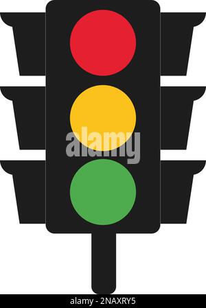 Rotes gelbes grünes Ampelvektorsymbol. Verkehrsampel. Bremslicht, Warnsignal, Wegbeschreibung, Regelungssymbol, Verkehrsregeln Stock Vektor