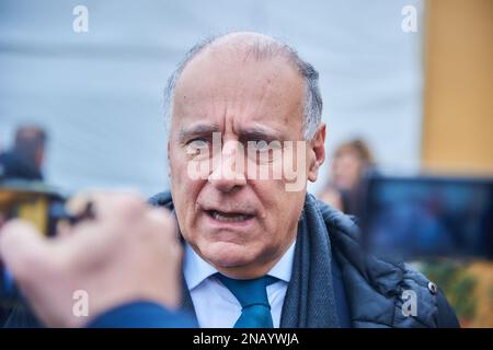 Catanzaro, Italien. 13. Februar 2023. Maurizio Vallone Direktor der Anti-Mafia-Ermittlungsdirektion Catanzaro Operations Center während des italienischen Innenministers Matteo Piantedosi eröffnet ein neues DIA-Zentrum in Catanzaro, Nachrichten in Catanzaro, Italien, Februar 13 2023 Kredit: Unabhängige Fotoagentur/Alamy Live News Stockfoto