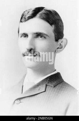 Nikola Tesla (1856-1943), serbischer amerikanischer Erfinder, Elektroingenieur, Maschinenbauingenieur und Futurist im Alter von 29 Jahren. (Foto: c1885) Stockfoto