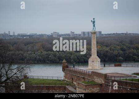 Victor (Pobednik) Denkmal im Kalemegdan-Park in Belgrad, Wahrzeichen der Stadt Stockfoto