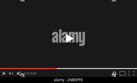 Vorlagenrahmen für YouTube-Bildschirmmodelle. Realistischer Smartphone-Video-Player. Layout des YouTube-Video-Players. Social-Media-Konzept Stock Vektor