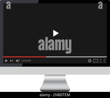 LCD-Monitor mit YouTube-Bildschirm-Modellvorlagenrahmen. Realistischer Smartphone-Video-Player. Layout des YouTube-Video-Players. Social-Media-Konzept Stock Vektor