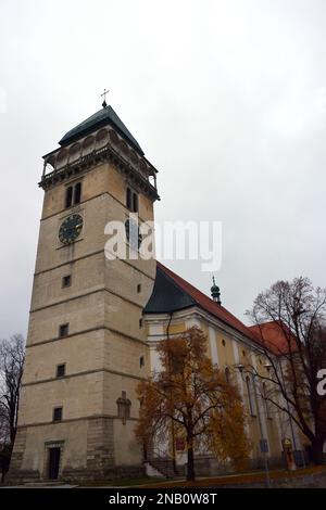 Kirche St. Lawrence, Kostel svatého Vavřince, Dačice Town, Jindřichův Hradec District, Südböhmische Region, Tschechische Republik, Europa Stockfoto