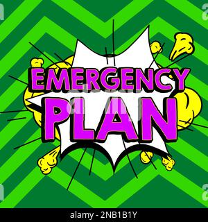 Schreiben mit Text Notfallplan. Geschäftsüberblick Verfahren für die Reaktion auf größere Notfälle vorbereiten Stockfoto