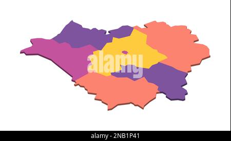 Weißrussland: Politische Karte der Verwaltungsabteilungen - Regionen und eine autonome Stadt. Isometrische leere 3D-Vektorzuordnung in vier Farbschemata. Stock Vektor