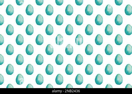 Nahtloses Muster handbemalter blauer ostereier auf weißem Hintergrund Stockfoto