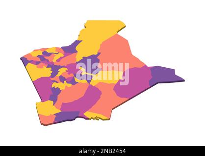 Kenia: Politische Karte der Verwaltungsabteilungen - Bezirke. Isometrische leere 3D-Vektorzuordnung in vier Farbschemata. Stock Vektor