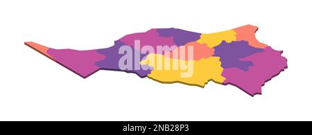 Marokko: Politische Karte der Verwaltungsabteilungen - Regionen. Isometrische leere 3D-Vektorzuordnung in vier Farbschemata. Stock Vektor