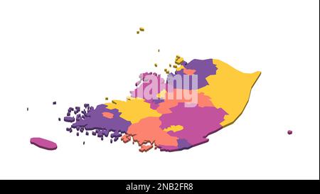Südkorea politische Karte der Verwaltungseinheiten - Provinzen, Metropolstädte, Sonderstadt Seolu und besondere selbstverwaltende Städte in Sejong. Isometrische leere 3D-Vektorzuordnung in vier Farbschemata. Stock Vektor