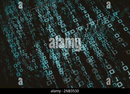 Hintergrundbild von binärem Code und binärem Sprachkonzeptmuster sowie Big Data structure.Net und Quellcode. Abstrakter Hintergrund der Technologie. Stockfoto