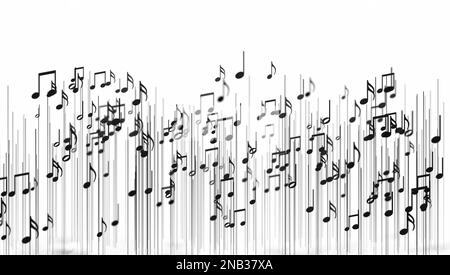 3D-Darstellung von Noten und musikalische Zeichen der abstrakten Musik Blatt. Songs und Melodie Konzept. Stockfoto