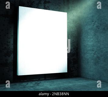 Posterhintergrund im Dunkeln der Nacht, beleuchtet durch Licht für Unterhaltungswerbung und Musikkonzerte. Stockfoto