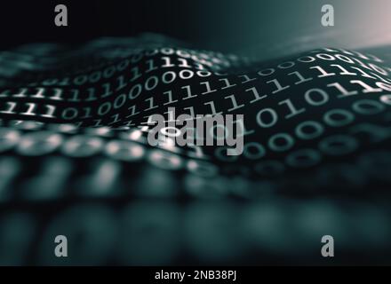 Matrix und binäre Sprache abstrakter Hintergrund.Technologie und Computer-Grafik-Konzept. Binärer Code close up Design.3D Rendering. Stockfoto