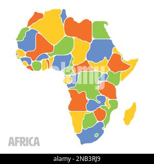 Vereinfachte schematische Karte von Südamerika. Leere isolierte politische Landkarte der Länder des Kontinents. Verallgemeinerte und geglättete Grenzen. Einfache flache Vektordarstellung Stock Vektor