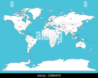 Politische Weltkarte. Weißes Land und blaues Meer. Vektordarstellung. Stock Vektor