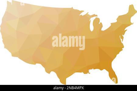 Niedrige Poly Map der USA. Vektordarstellung aus gelben Dreiecken. Stock Vektor