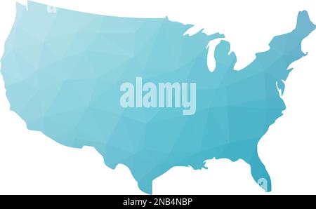 Niedrige Poly Map der USA. Vektordarstellung aus blauen Dreiecken. Stock Vektor