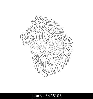 Einzeilige einzeilige Zeichnung eines Muskellöwen abstrakte Kunst. Durchgehende Linie Zeichnen eines grafischen Designvektors Darstellung der Mähne männlicher Löwen für Ikone Stock Vektor