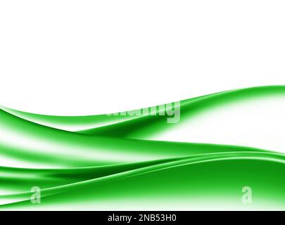 Ein digitales Rendering von grünen, fließenden Wellen auf weißem Hintergrund für Hintergrundbilder Stockfoto