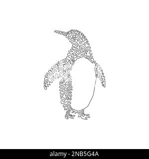 Einzeilige Zeichnung einer abstrakten Kunst des lustigen Pinguins. Strichzeichnung grafischer Designvektor Darstellung eines niedlichen Pinguins für Ikone, Symbol Stock Vektor