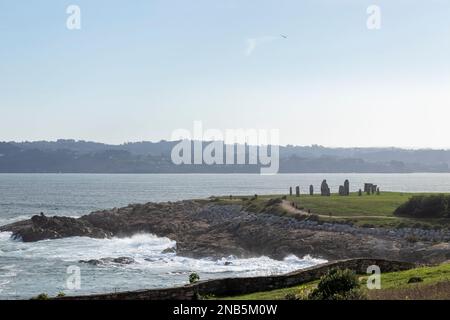 Menhirs Park in Einer Coruna, Galicien Stockfoto