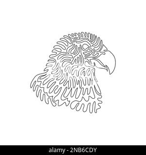 Durchgehende Kurve eine Linienzeichnung von Falken hat einen scharfen, starken Schnabel. Einzeilige editierbare Strichvektordarstellung eines bezaubernden Falken Stock Vektor