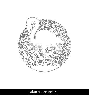 Durchgehende Kurve eine Linienzeichnung von stehendem Flamingo. Einzeilige editierbare Strichvektordarstellung von Flamingos haben lange anmutige Hälse Stock Vektor