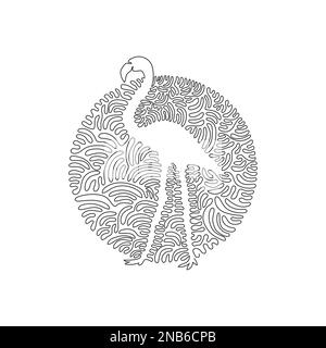 Eine einzige lockige Linienzeichnung von Flamingo mit langen Beinen und Hälsen. Durchgehende Linien zeichnen grafisches Design Vektor Illustration eines wunderschönen Flamingo Stock Vektor