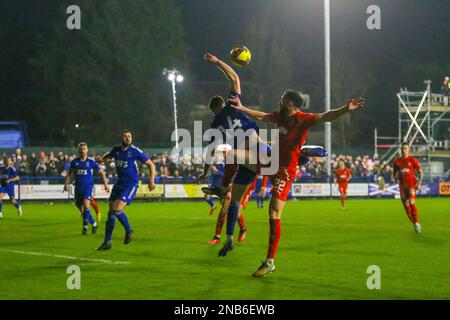 Darvel, Großbritannien. 13. Februar 2023. Nach ihrem Sieg gegen Aberdeen spielte Darvel Falkirk in der 5. Runde des Scottish Cup auf Darvels Heimatplatz des Recreation Park. Der Endstand war Darvel 1, Falkirk 5 mit Toren von Morrison (Darvel, 64 Min.), Oliver (Falkirk, 22 Min.), Morrison (Falkirk, 24 Min.), Henderson (Falkirk, 78 Min.), Nesbit (Falkirk, 81 Min.) und McGuffie (Falkirk 88 Min.). Darvel ist nun eliminiert, und Falkirk spielt in der nächsten Runde Ayr United. Kredit: Findlay/Alamy Live News Stockfoto