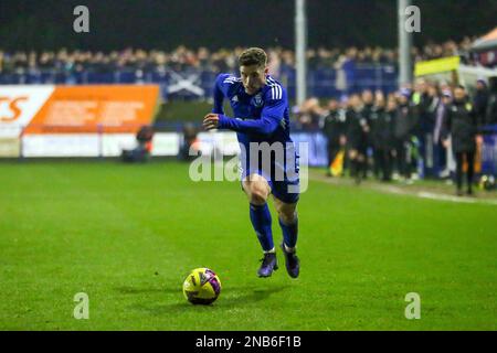 Darvel, Großbritannien. 13. Februar 2023. Nach ihrem Sieg gegen Aberdeen spielte Darvel Falkirk in der 5. Runde des Scottish Cup auf Darvels Heimatplatz des Recreation Park. Der Endstand war Darvel 1, Falkirk 5 mit Toren von Morrison (Darvel, 64 Min.), Oliver (Falkirk, 22 Min.), Morrison (Falkirk, 24 Min.), Henderson (Falkirk, 78 Min.), Nesbit (Falkirk, 81 Min.) und McGuffie (Falkirk 88 Min.). Darvel ist nun eliminiert, und Falkirk spielt in der nächsten Runde Ayr United. Kredit: Findlay/Alamy Live News Stockfoto