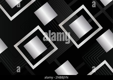 Abstrakter Luxus-Hintergrund in Schwarz und Silber. Überlappende Ebenen dekorieren silberne Linien Vektordarstellung Stock Vektor